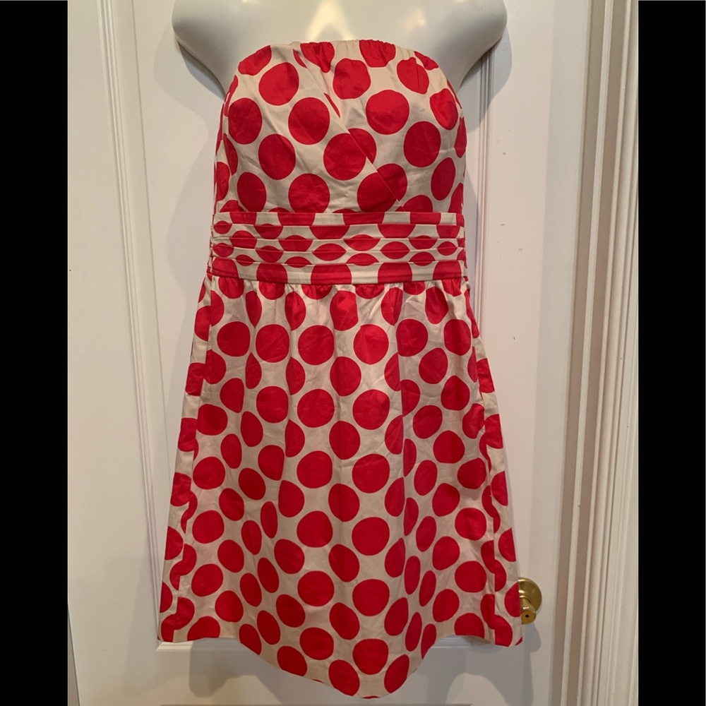 The Limited Strapless Dress Ivory with Pink Dots 6
